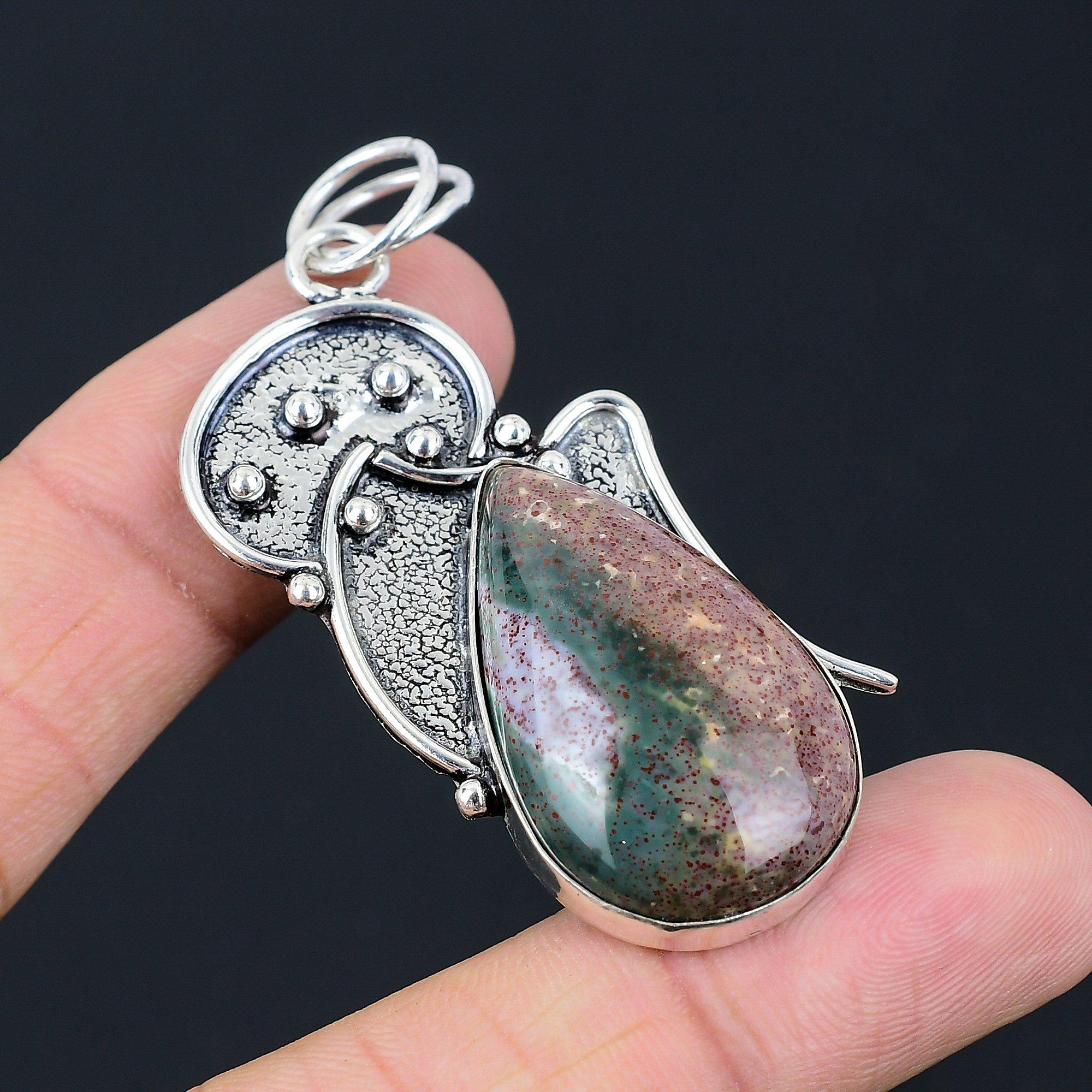 Подарок для женщин Украшение Кулон 925 пробы Стерлинговое Серебро Натуральный Камень Кровавик