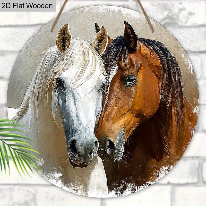 Rustic Wooden Sign with Horse Pattern - Unique Wall Pediments - Ideal for Front Door, Yard, Wall Decor