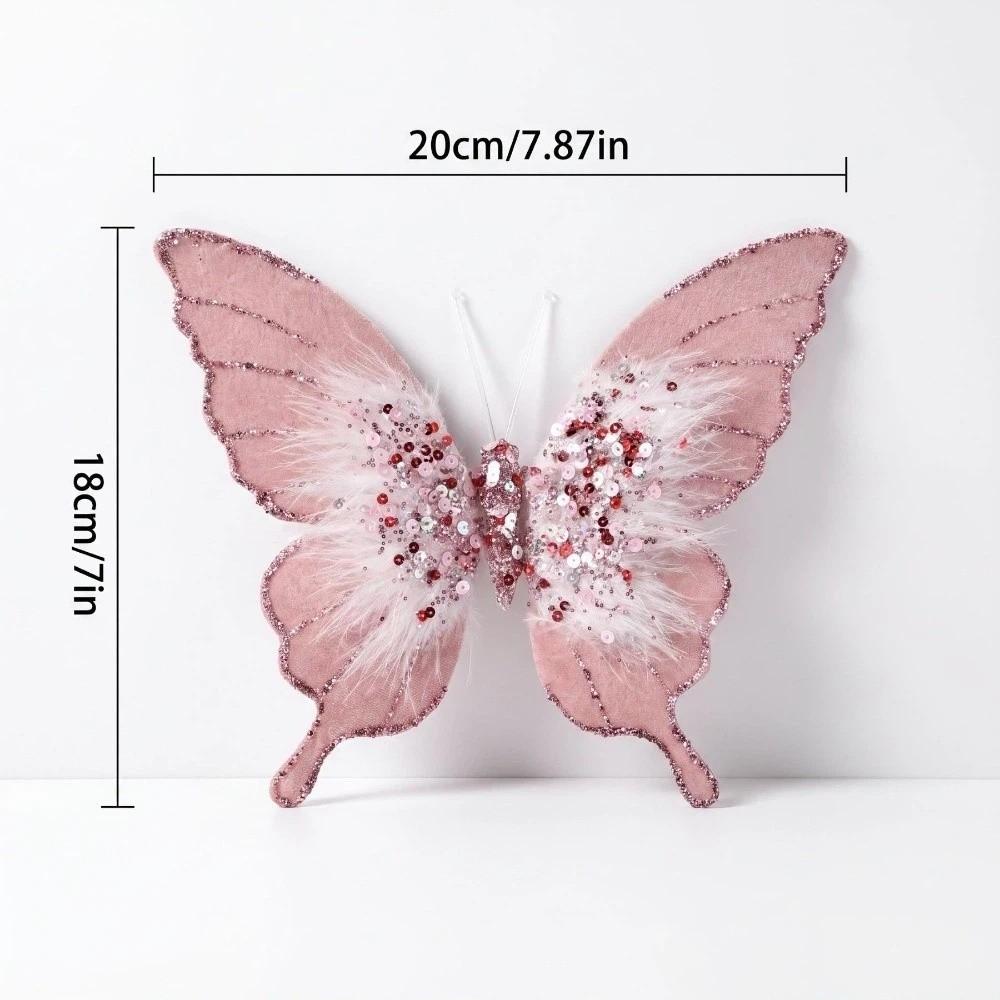 Sparkling Glitter Butterfly Christmas Flower Sequins Christmas Butterfly Pendant Christmas