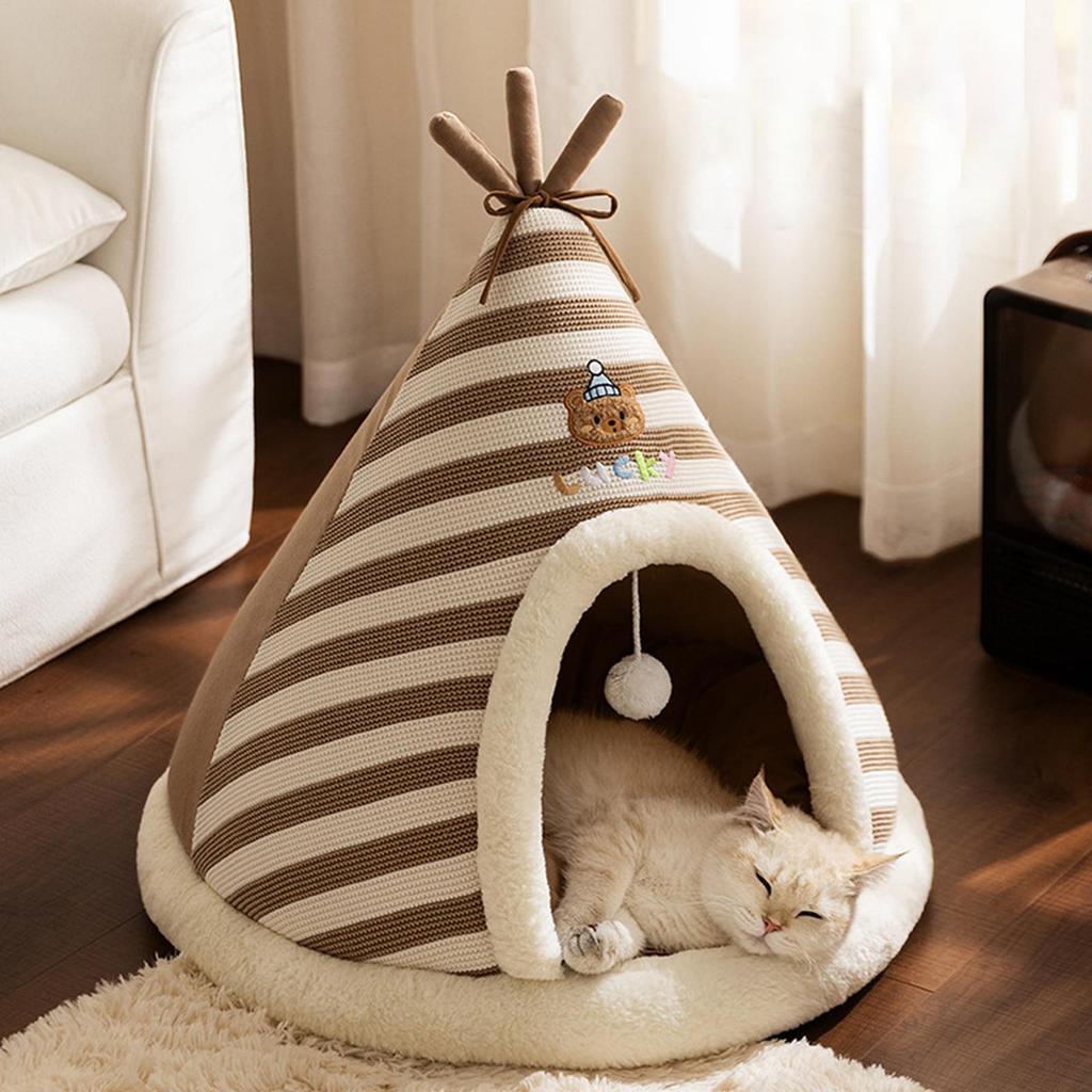 Cat Cave Soft Comfortable Teepee Tunnel Cat Nest For Indoor For Indoor Outdoor Winter Sleeping Outside Home Travel Bedroom