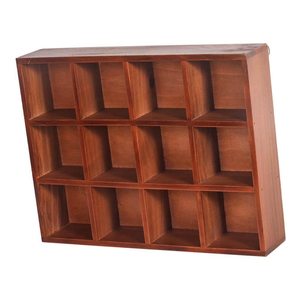 Wood Hanging Shadow Box Collectibles Display Case 38.5x7x29.5cm Wall Mounted Style A