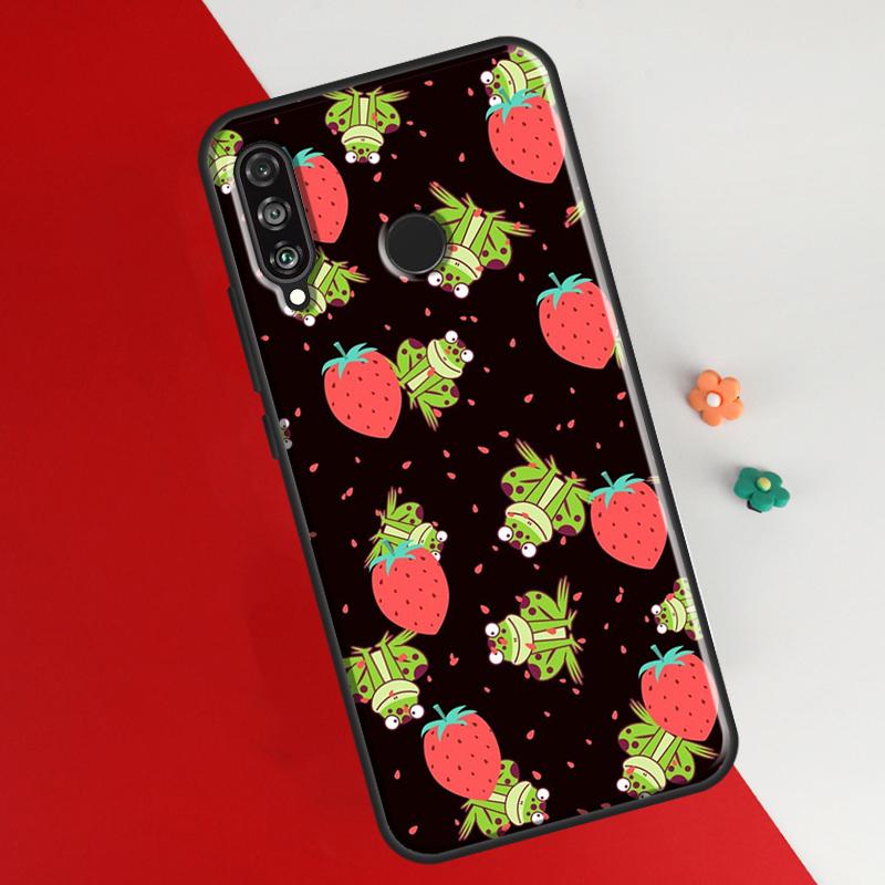 Cottagecore Fruit Strawberry Frog Case For Huawei P50 Pro P20 P30 P40 Lite P Smart 2019 Nova 9 5T Cover For Honor 50 8X 9X
