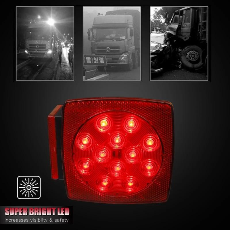 Shock Absorbing Square LED Truck Trailer Tail Light Lamp Waterproof Design Shockproof Structure Long Lasting Brightness