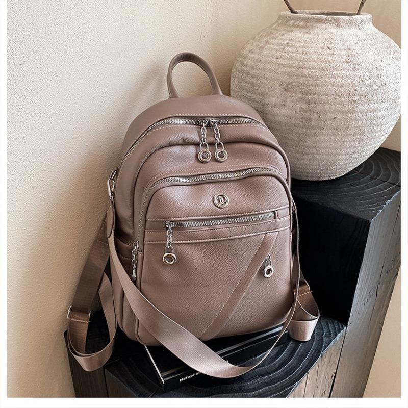 Backpack Women's Backpack Soft Leather New Casual Versatile Fashion Premium Large Capacity Commuter Shoulder Bag