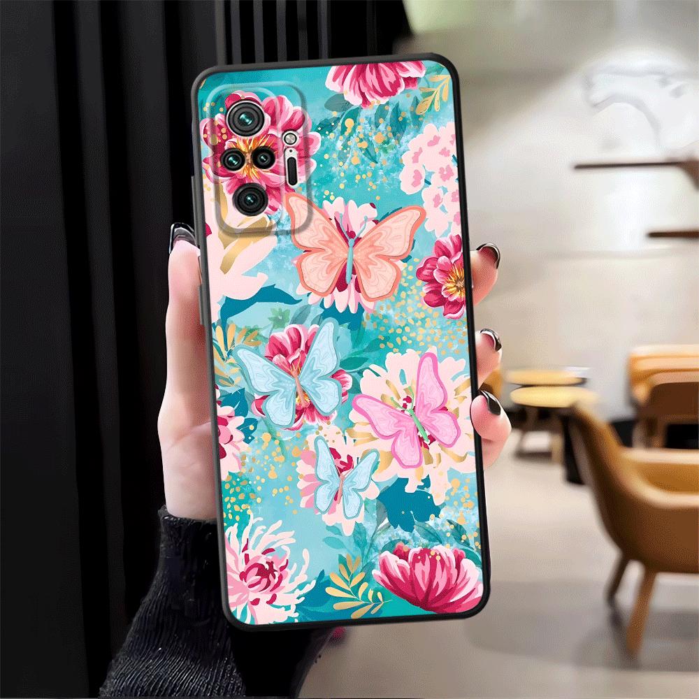 Cartoon Butterfly Flower Case for Xiaomi Redmi Note 14 14C A3 K80 9 8 7 12C 13C A1 12 11 10 A4 A5 13 Pro Plus Phone Cover A2 A1