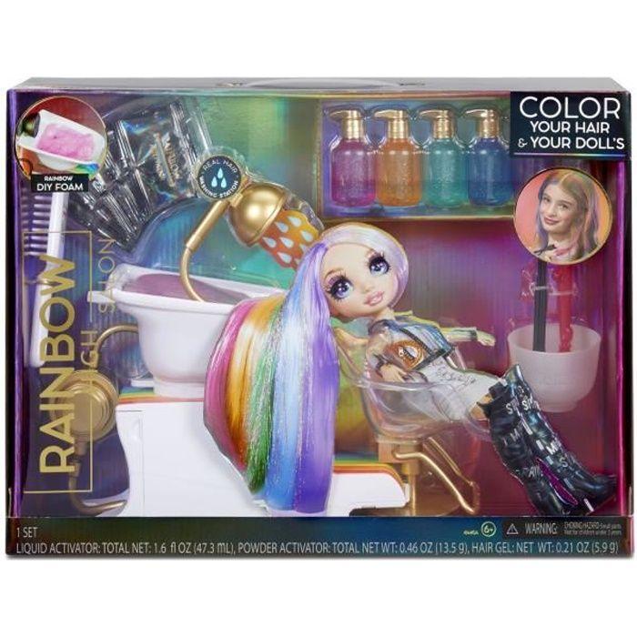 Rainbow High - Salon De Coiffure - Mousse À Cheveux Arc-en-Ciel Lavable Pour Enfants & Poupées
