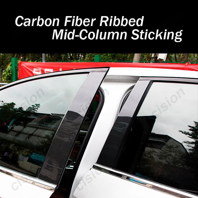 6Pcs Car Window Door Column B C D BC Pillar Post Cover Trim for Honda Jazz Fit GD GE GK GS GR 2001- Mirror Effect PC Sticker