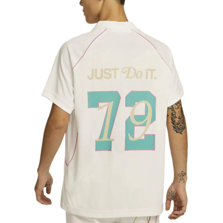 Nike Retro Jersey Letter Number Print Breathable Quick-Dry Short Sleeve Football Shirt Men Tops Mountain-White HM4462-100