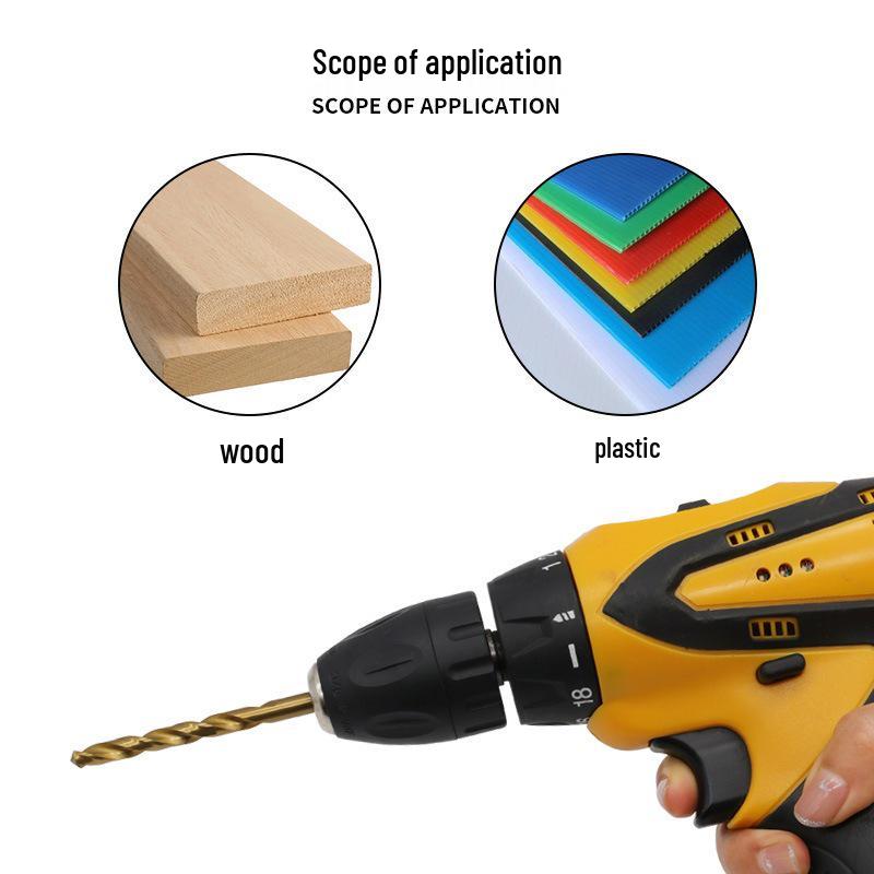 13-Piece Titanium-Coated HSS Straight Shank Twist Drill Bit Set, 1.5-6.5mm for Wood and Plastic Drilling