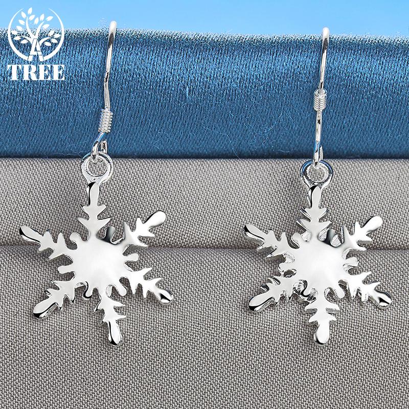 925 Sterling Silver Snowflake Drop Earring Jewelry