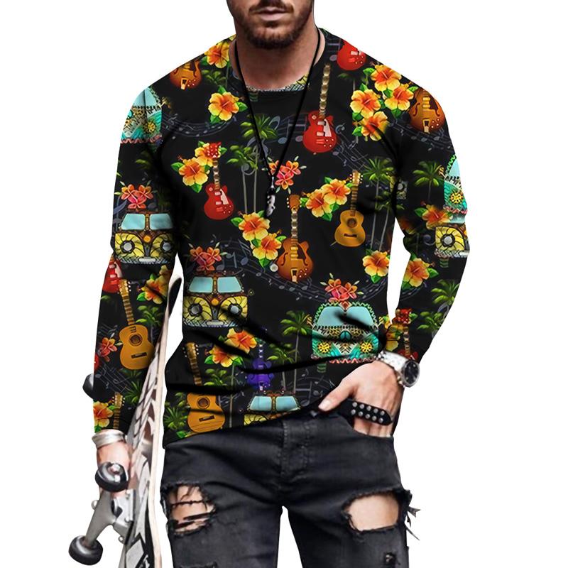 3D Custom Clothing Zomermode heren T-shirt met O-hals en lange mouwen Grappig kleurrijk geometrisch casual T-shirt voor heren 7XL