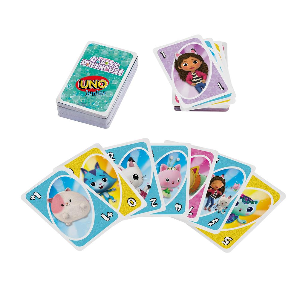 Mattel Game UNO Junior Dollhouse Game Educational Card Game for Ages 3 and Pink JLH17 Gabby's - 2-4 Players, Up,
