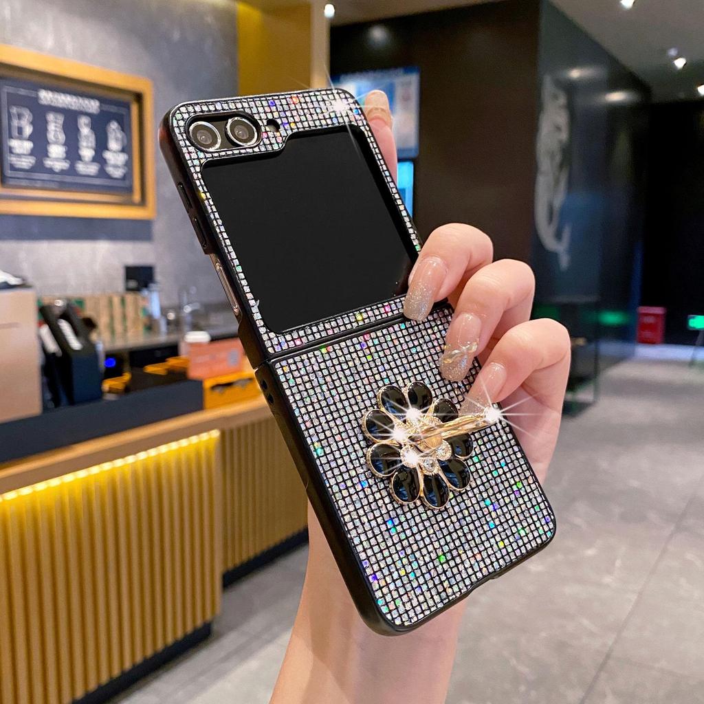 Glitter Stand Hard Shell Phone Case for Samsung Z Flip6/Z Flip4/Flip7