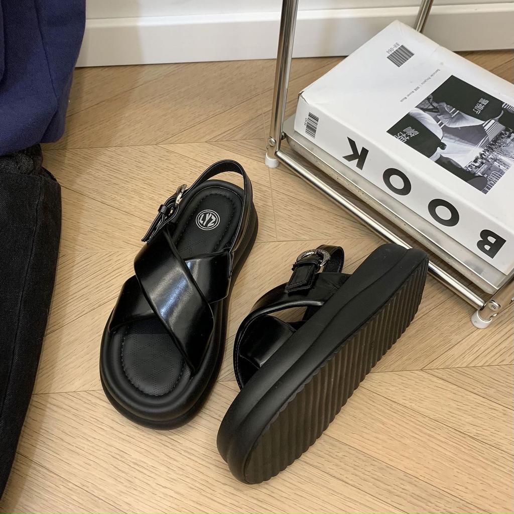 Silver platform casual word with sandals women's 2025 summer new fashion Internet celebrity viral trends Roman shoes