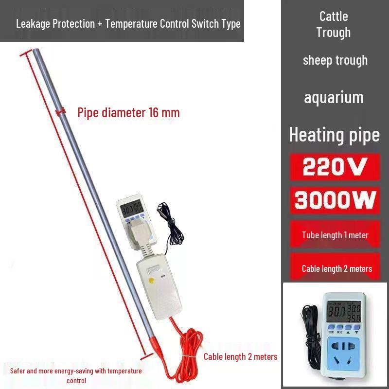 Large Electric Heating Rod for Cattle & Sheep Farms - Anti-Freeze Water Trough/Pool Heater with Automatic Constant Temperature