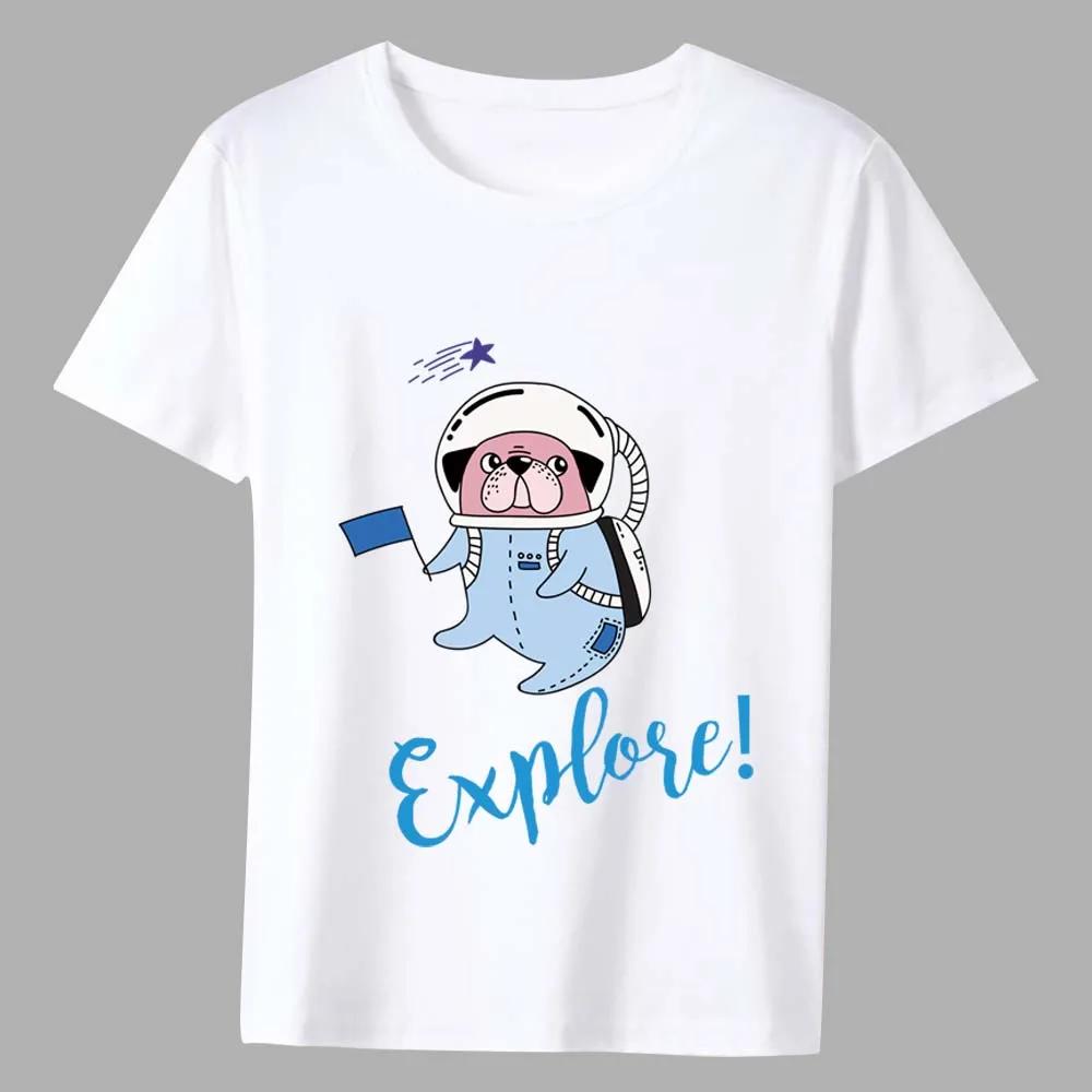 Men's T-shirt Cute Cartoon Dog Series T-shirt Summer Fashion Casual White Printed All-match Short Sleeve Top Soft Men's Clothing