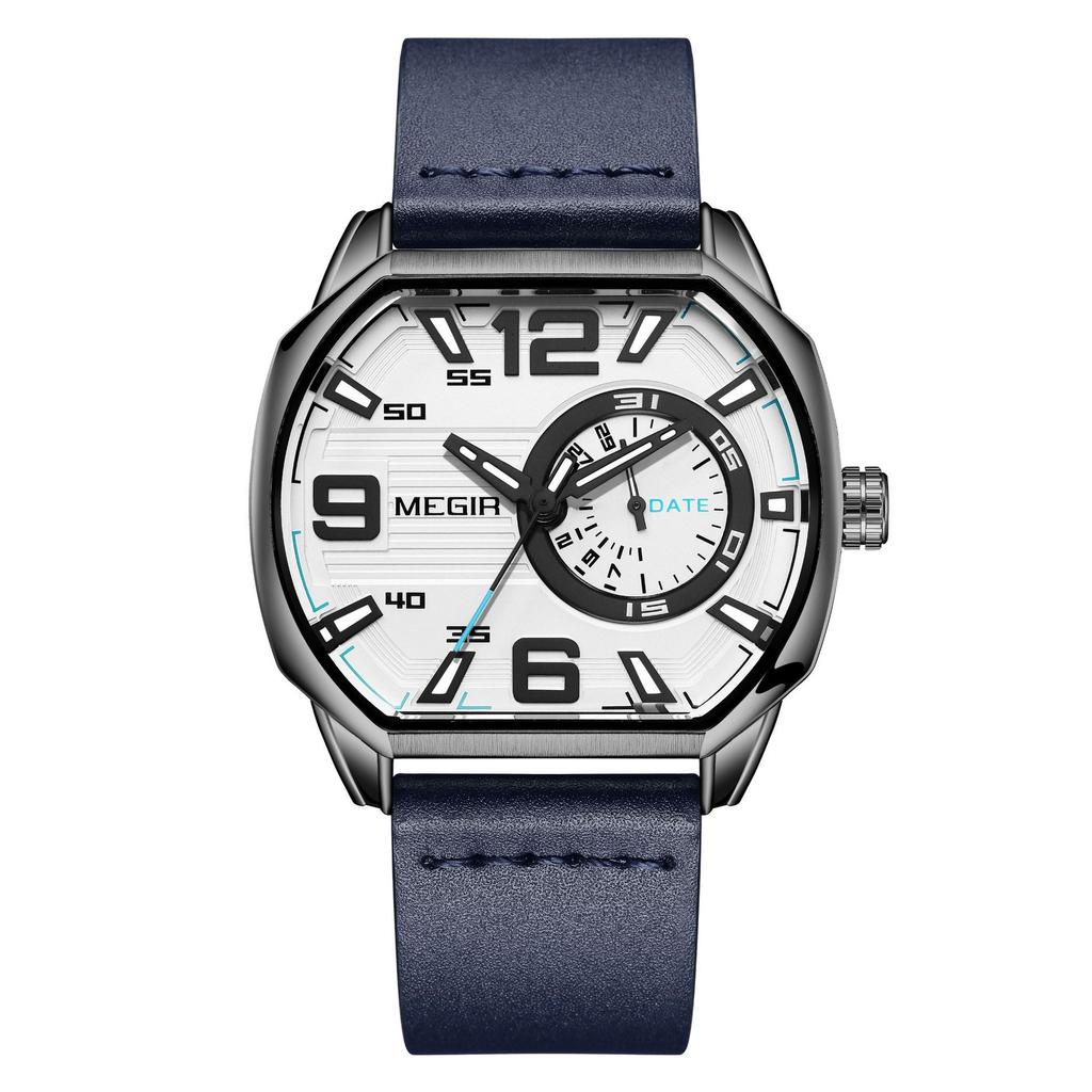 New Men's Creative Square Sports Waterproof Luminous Leather Quartz Watch