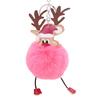 Christmas Deer Keychain Cute Reindeer Pom Pom Keyring Faux Fur Fluffy Plush Ball Charm for Handbag Backpack Purse Accessory