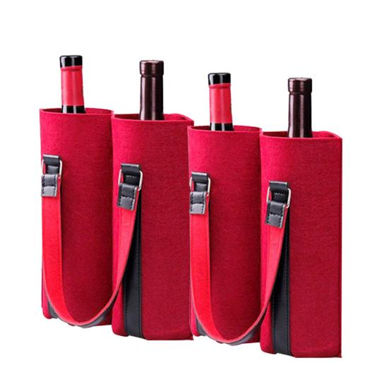 Wine Carrier Tote Bag with Handle Fall Prevention Champagne Beer Beverage Bottle Packaging Bag Felt Handbag