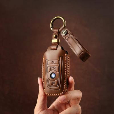 Genuine Leather Key Cover for BMW 5 Series 730li - High-End Car Key Shell with Buckle