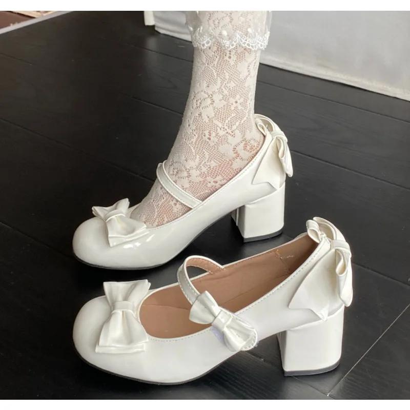 New Spring Autumn Mary Jane Shoes Fashion Shallow Round Toe Mid Heel Shoes Ladies Elegant Outdoor Single Pumps Shoes