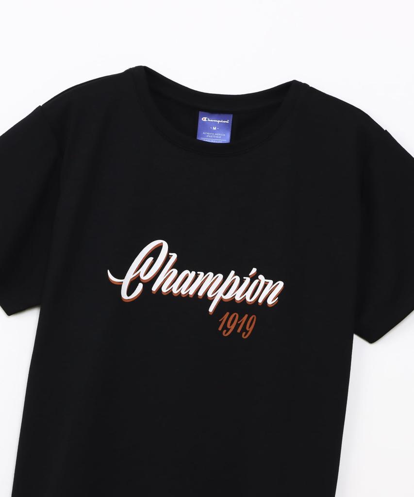 Champion Sports Short Sleeve Round UV Graphic Rubber Print Women's T-Shirt, CW-BS305, Black, Neck, Quick-Drying, Protection, Water-Repellent, Logo,