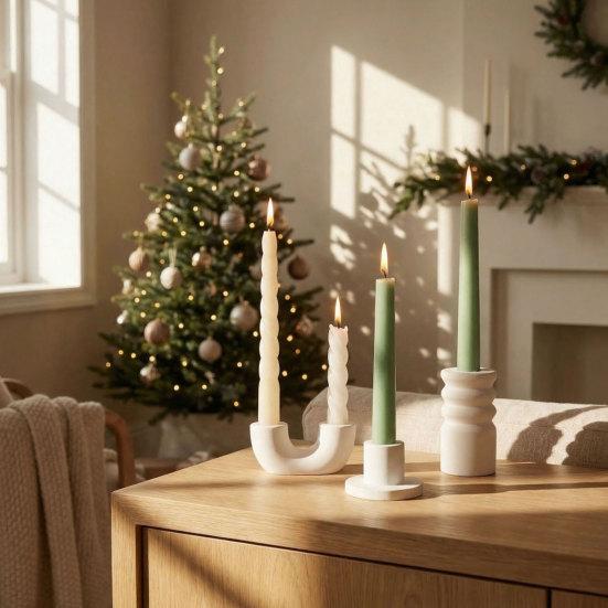 Portacandele in Cemento, Moderno Supporto Decorativo per Candeliere, Portacandele Conico Nordico per Centrotavola Matrimonio Festa, Scrivania da Pranzo, Mensola
