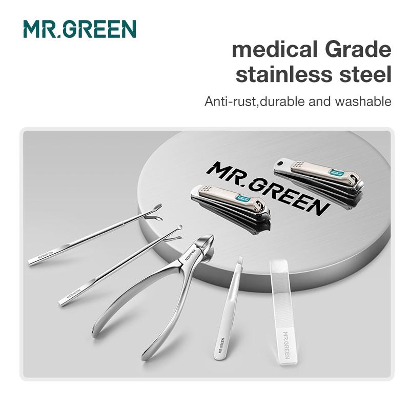 MR.GREEN Maniküre-Set, Pediküre-Sets, Nagelknipser, Werkzeuge, Edelstahl, professionelle Nagelschere, Cutter, Reiseetui-Set, 7-in-1
