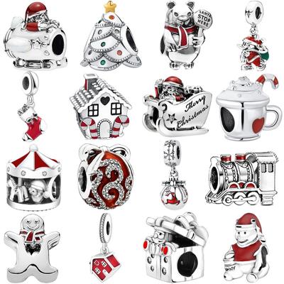 Weihnachten S925 Sterling Silber Charms Anhänger Europäischen Bead Fit Original Charms Armband Kette Mädchen Frauen Schmuck Geschenk