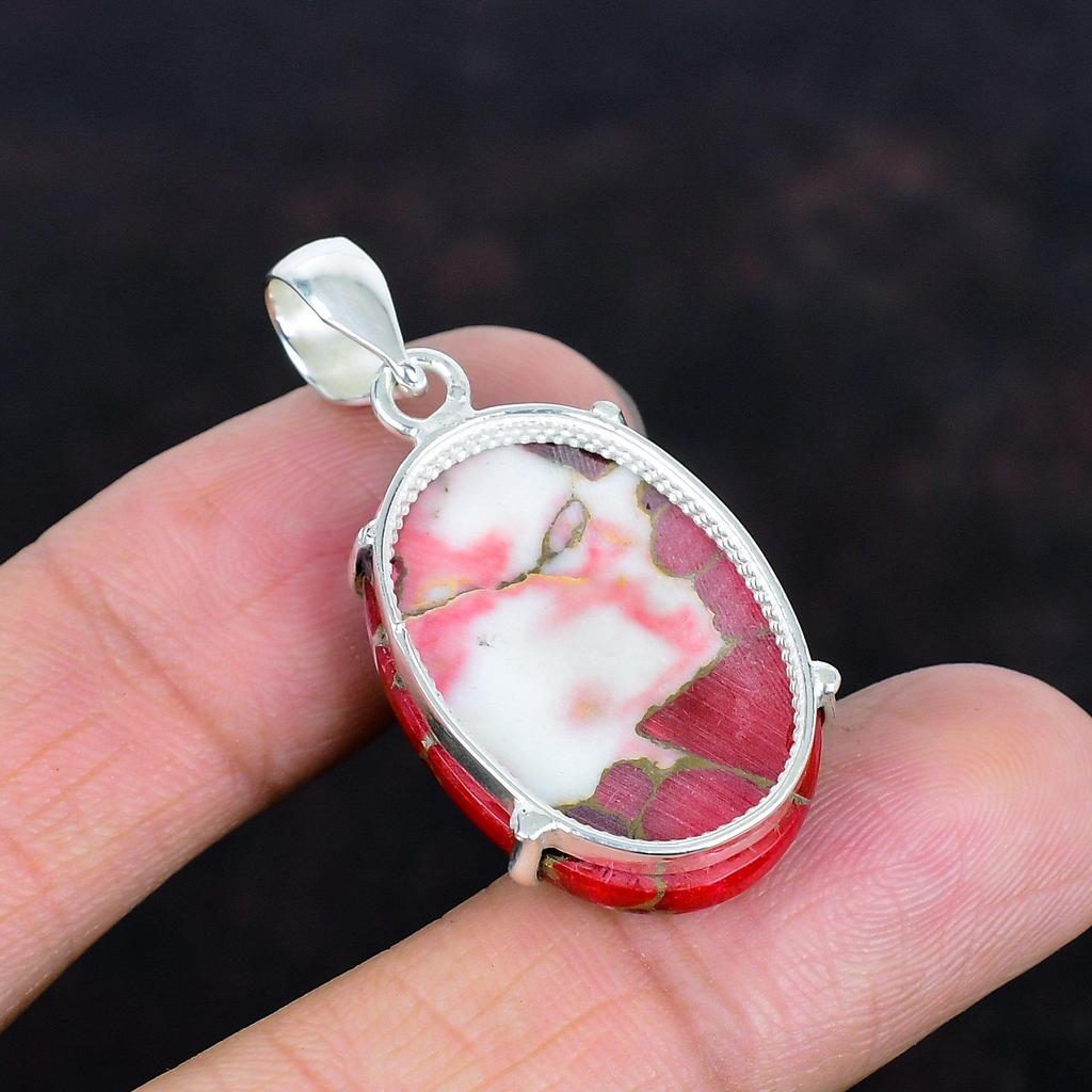 Kingman red mohave copper turquoise pendant gemstone jewelry statement pendant 925 sterling silver pendant handmade jewelry gifts for women