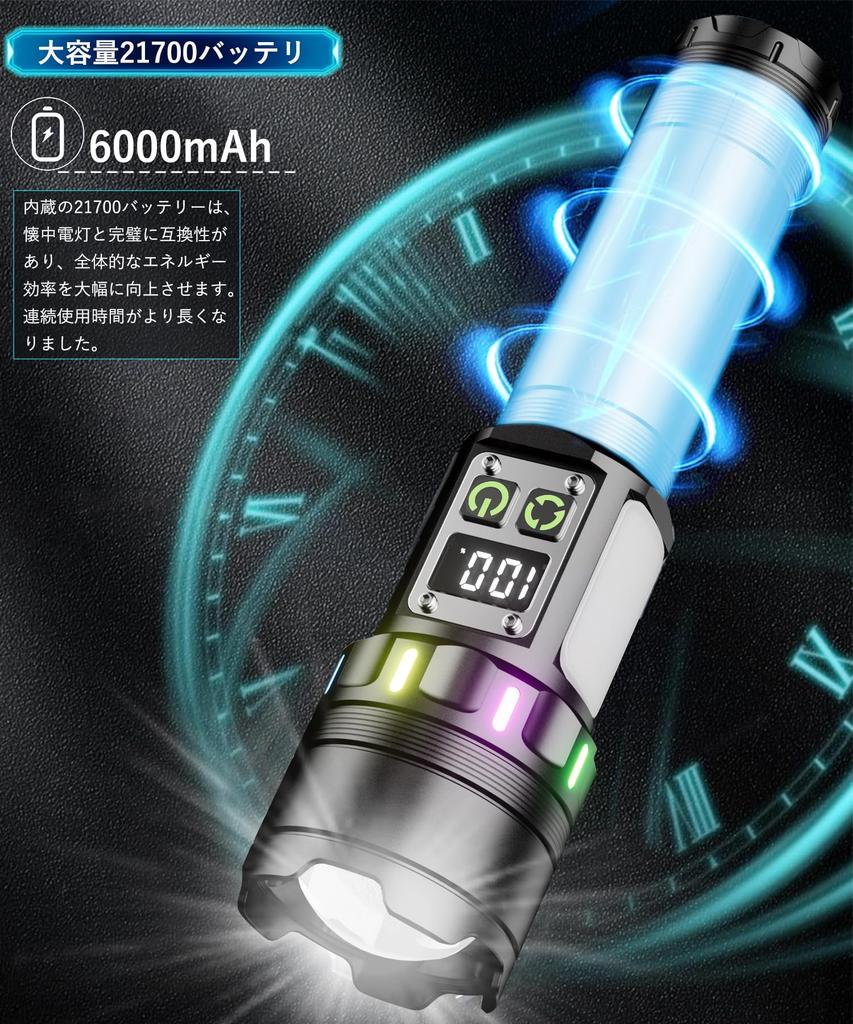 Flashlight Luminous 3 Light 9 Handheld Digital Power New Aluminum Ideal for Night and Disaster Large Capacity Magnet Included [2025 Bar, 2-in-1 COB,