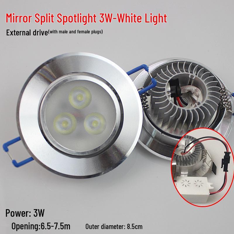 

Recessed Bullseye Downlight for Living Room & Store Ceilings Mirror Split 3W - White