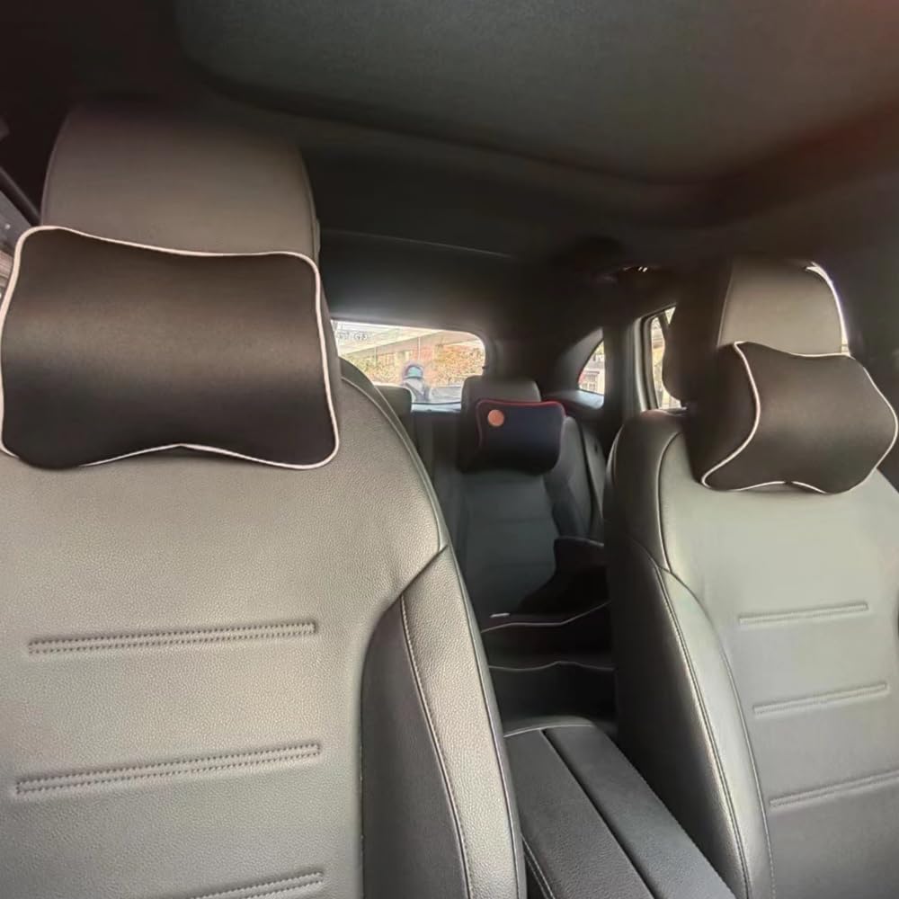 Car Lumbar Support Cushion and Headrest Neck Support Seat Cushion Backrest Memory with Adjustable Mounting Straps Washable Car Driving Gaming Chair