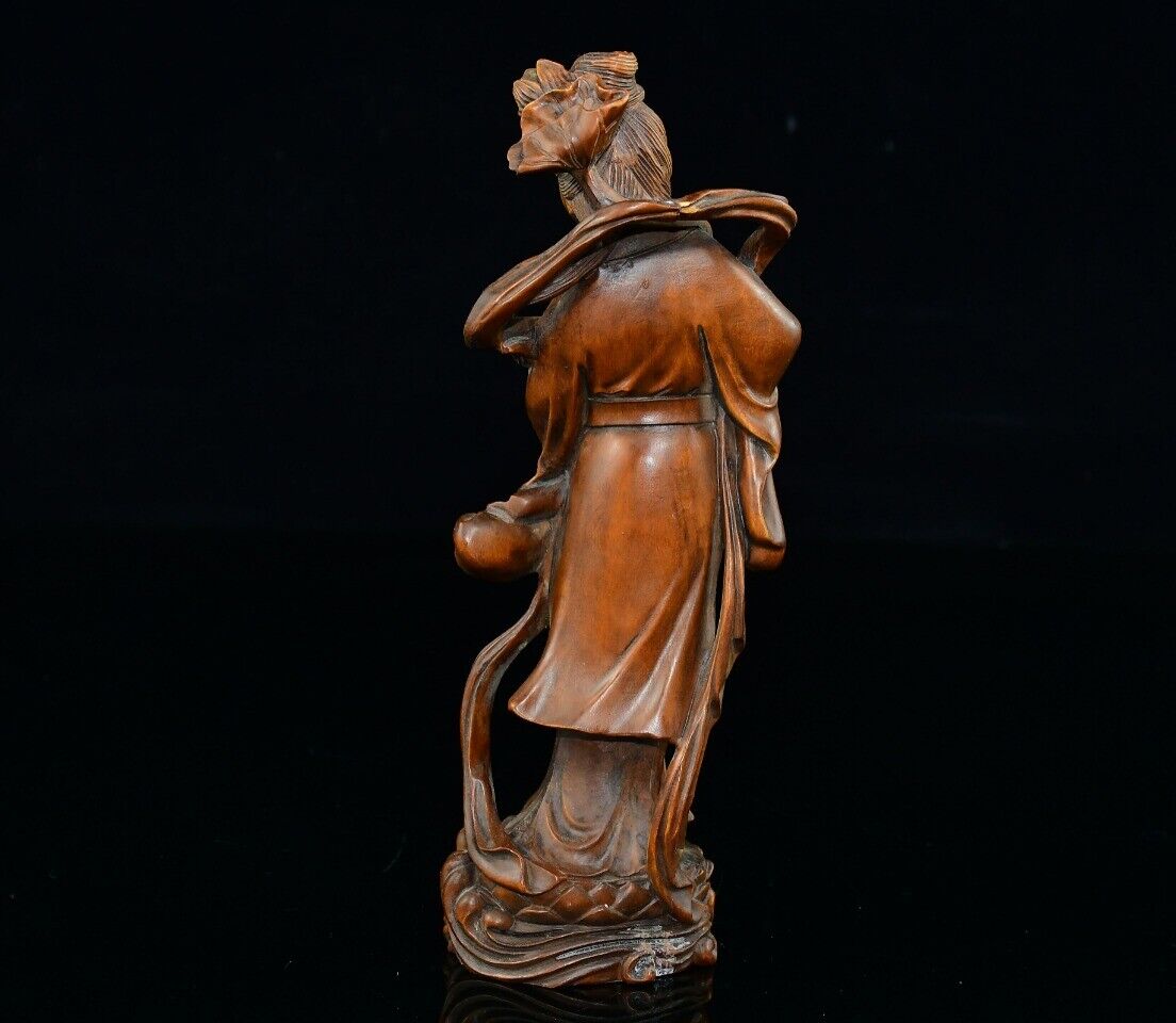 

Китайская антикварная шкатулка из самшита с резной статуэткой красивой женщины, скульптура, домашний декор, искусство CHINA