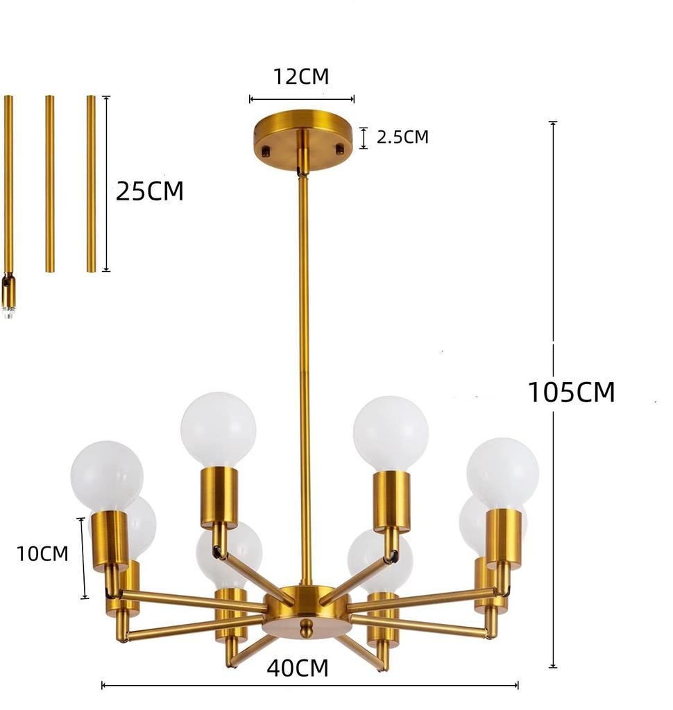 6 lumini de cap Candelabru reglabil de tavan modern Lampă suspendată prin satelit Corp de iluminat cu luciu Decor pentru sufragerie