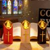 Christian Cross LED Flameless Candles Realistic Flame Fake Candle Electronic Candles  Catholic