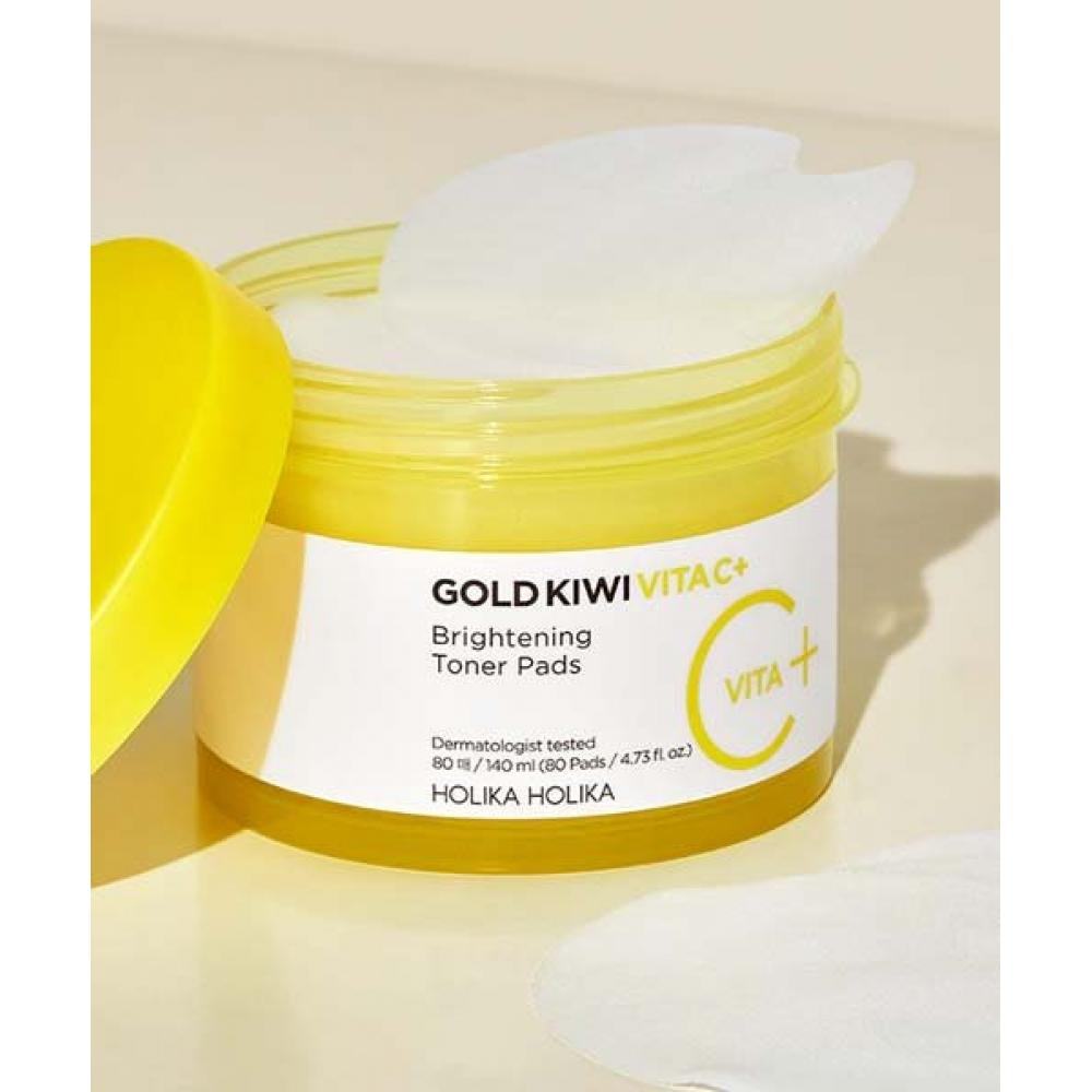 Holikaholika Gold Kiwi Vita C+ Brightening Toner Pad 80 Sheets NONE