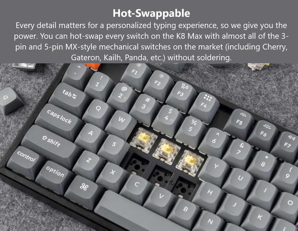 Keychron K10 Max QMK Wireless Custom Mechanical Bluetooth Wireless Wired QMK US RGB Keychron Super Mechanical Compatible with and Linux Super