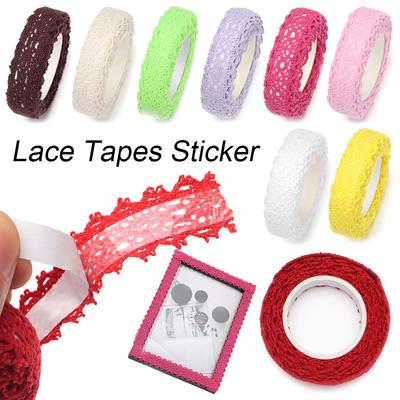 2yards 15mm Wedding Decor Embroidery DIY Craft Self-adhesive Lace Trimming Ribbon Lace Tapes Sticker Lace Fabric Trim Cloth Tape