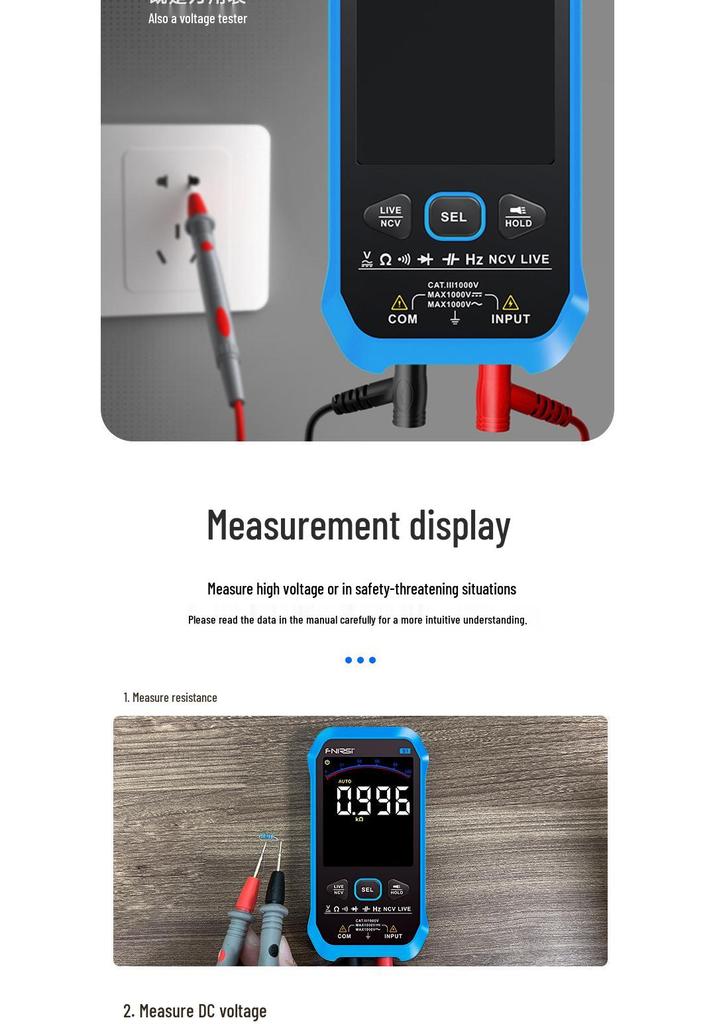 FNIRSI S1 Precision Digital Multimeter: Ultra-thin, Auto-ranging, Anti-burn Display for Electricians