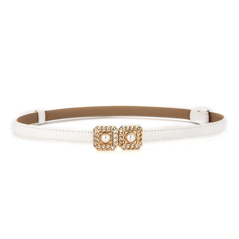 Genuine Leather Womens Fashion Belt With Pearl Detail For Casual And Formal Wear