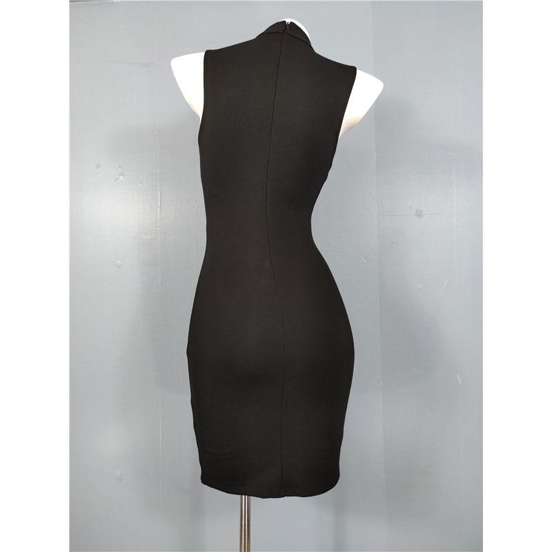 Export Single Season New Arrival Sexy Sexy Deep V Low-Cut Lace-up Sleeveless Commuter's All-Matching Flattering Sheath Dress