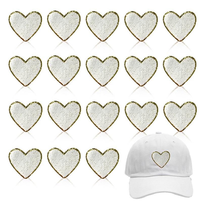 WTEMPO 10PCS 2 Colors, 6.5*7.5CM Heart Shaped Embroidery Cloth Patches Creative DIY Clothes Bags Hats Repair Sewing Iron On Patches