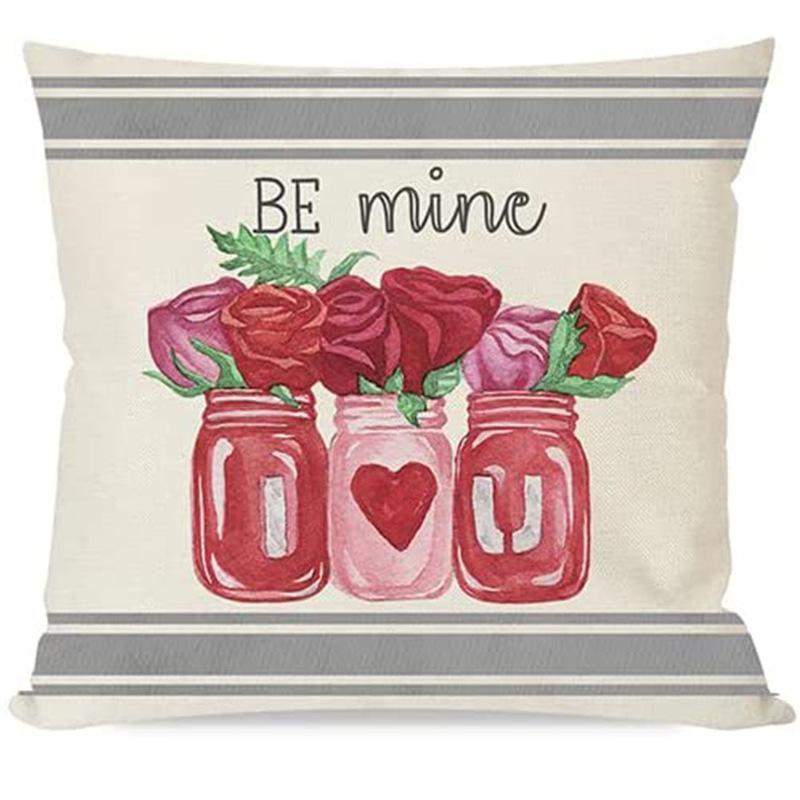

Valentine s Day Pink Flower Care Bear Pillow Red Dwarf Cushion Valentine s Day Decorative Pillow Case 45 * 45 pillowcase