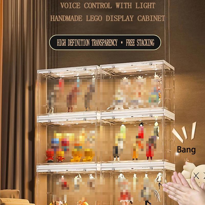 Vitrine Aufbewahrungsbox mit LED-Licht Weihnachtsimitat Acryl Transparent Ornamente Modell Spielzeug Vitrinen