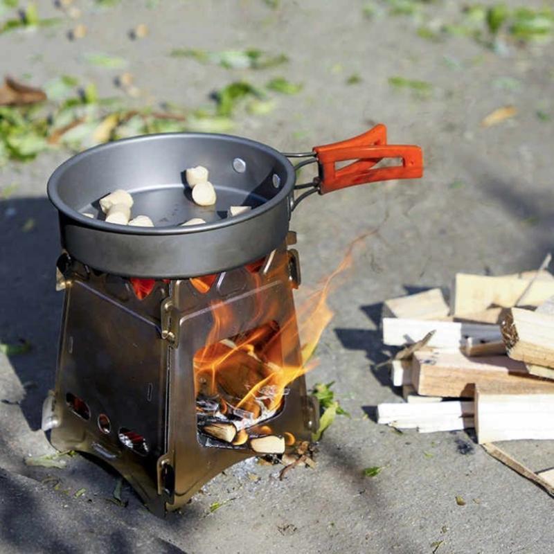 Metal Wood Burning Stove Folding Pocket Stove Wood Furnaces Burners Outdoor Metal Backpacking Stove Easy to Carry