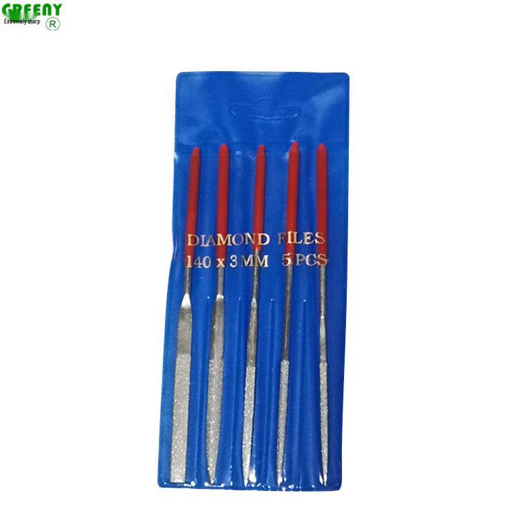5-Piece Electroplated Diamond File Set for Metal, Wood, Stone, Relic Polishing, Deburring, Chamfering - 140x3mm