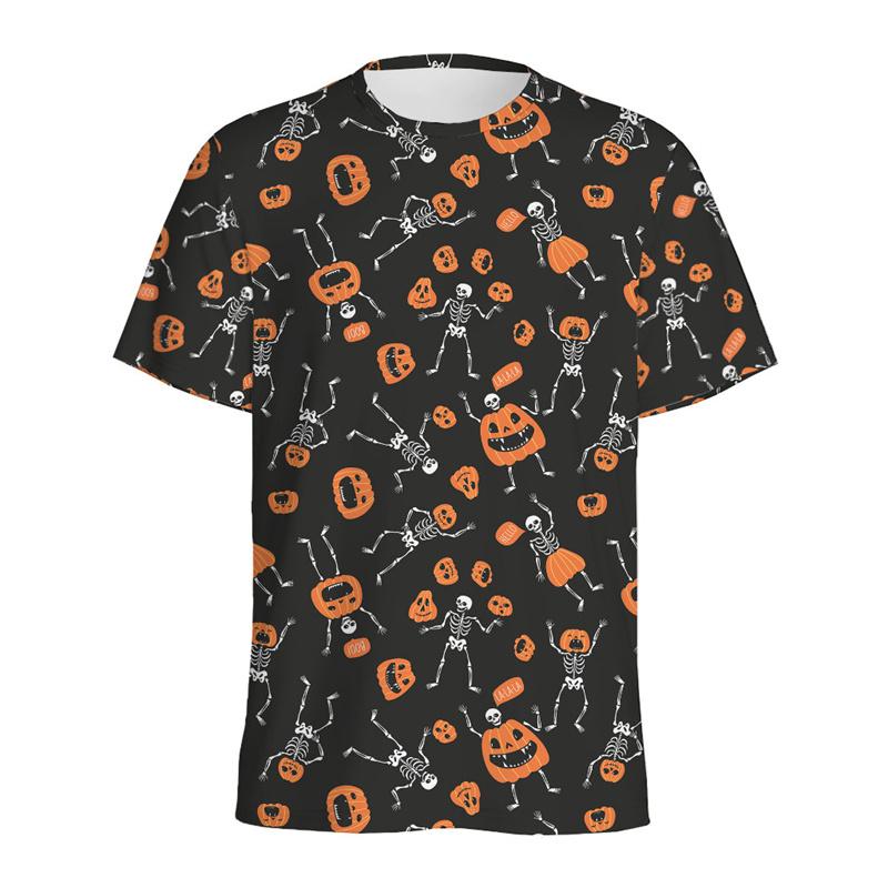 Halloween Pumpkin Pattern T Shirt For Men Tops Round Neck Tee Shirts Street 3D Printing Party T-Shirt Women Kids Short Sleeves