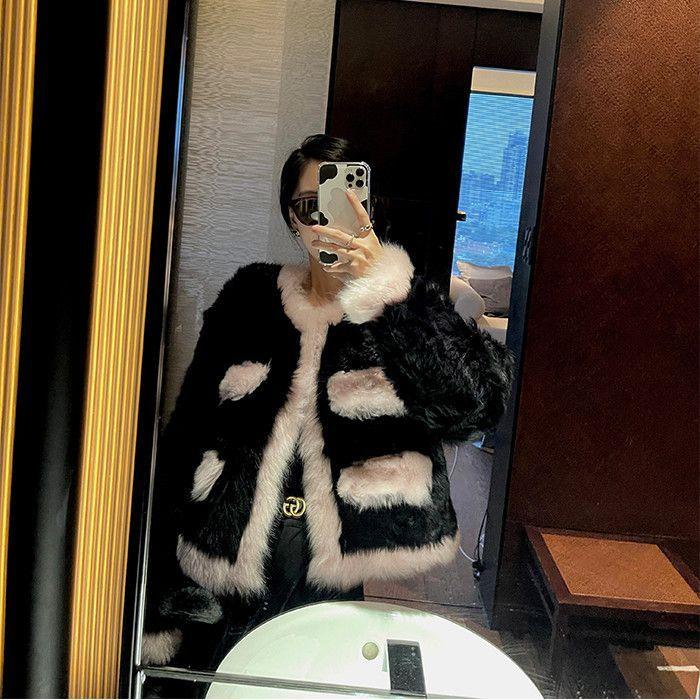 

2024 autumn and winter new fur integrated women s imitation fur jacket loose lamb wool short thermal top Korean version tide