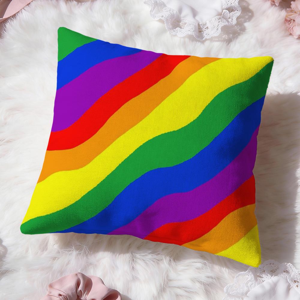 Homosexual Rainbow Flag Cushion Cover Premium Comfort Reversible Pillow Cove -Two In One Design for Any Room & Car Interior